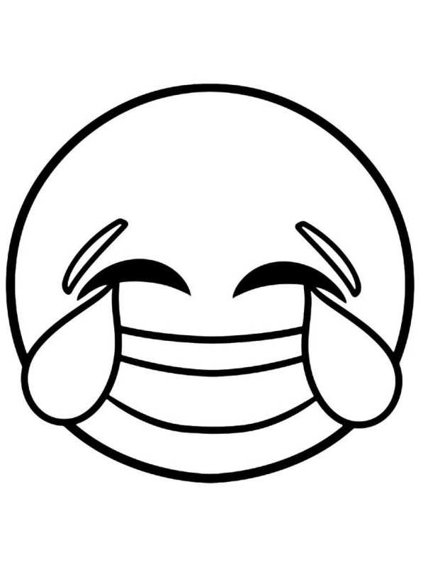 Print laughing emoji kleurplaat